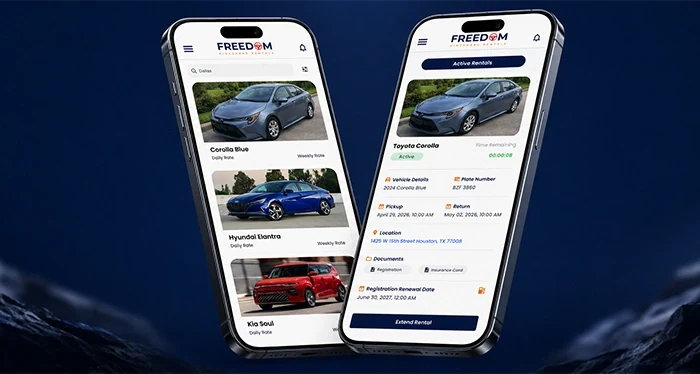 Freedom Rideshare project screens